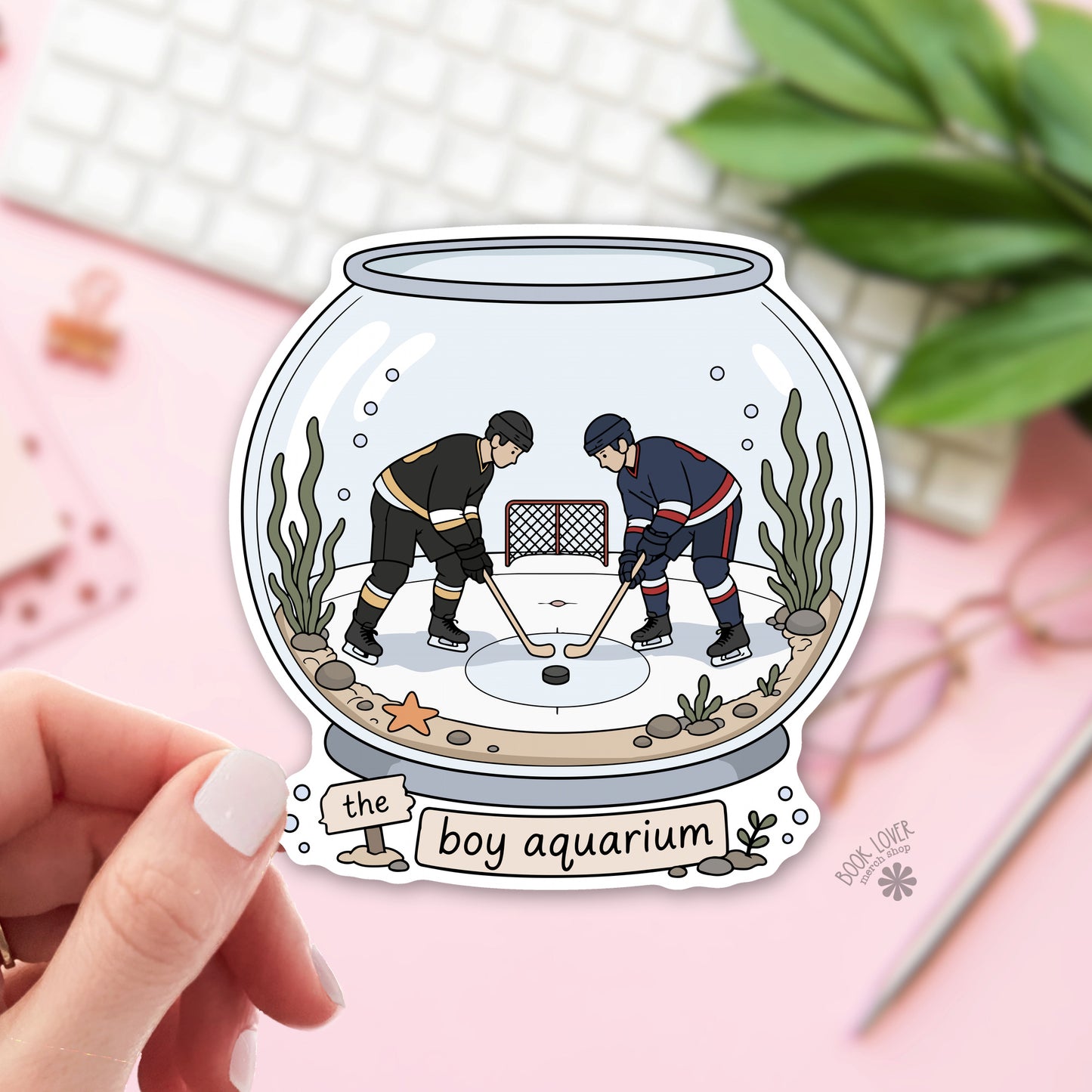 The boy aquarium bookish sticker – 3 inch vinyl die cut – book lover gift