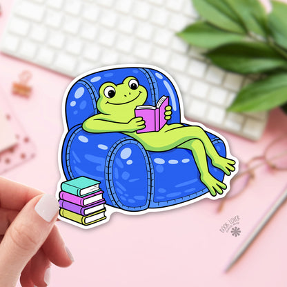 Bookish Frog Sticker | Reading Frog | Kindle Decal