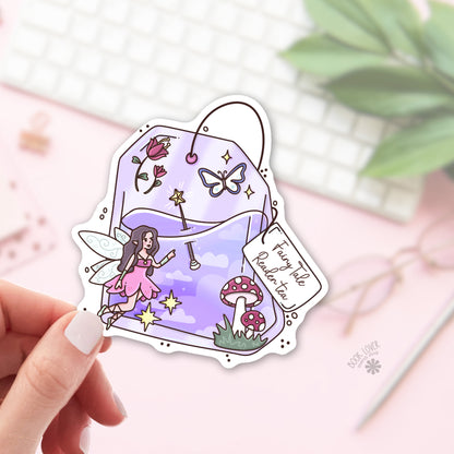 Purple Fairy Tale Reader Tea Sticker / Cozy Book Lover Gift