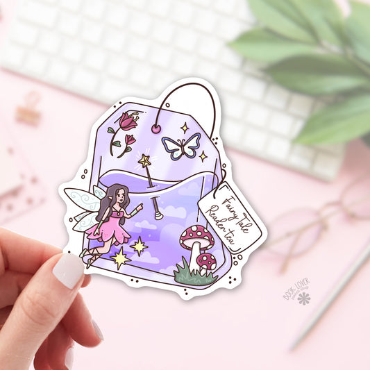Purple Fairy Tale Reader Tea Sticker / Cozy Book Lover Gift