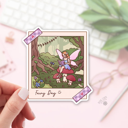Fairy Day Sticker / Cute Fairycore Reading Book Lover Gift