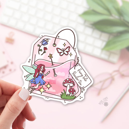 Fairy Tale Reader Tea Sticker / Cute Cozy Book Lover Gift