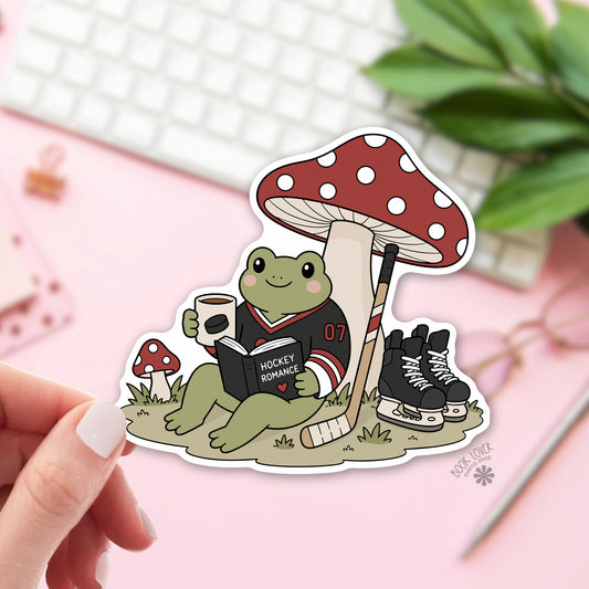 Hockey Romance Frog Sticker | Romance Reader | Kindle Decal
