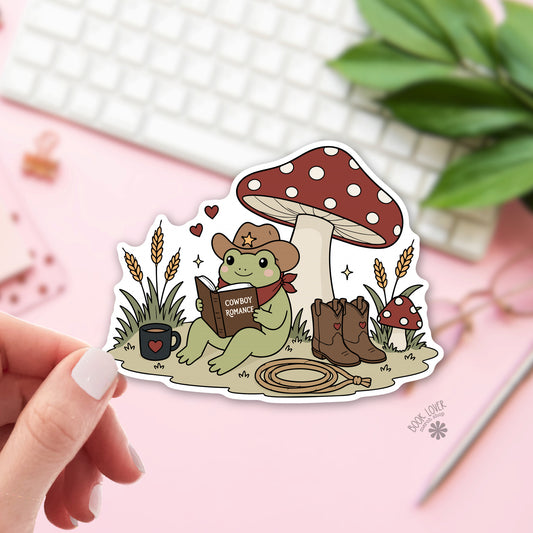 Cowboy Romance Frog Sticker | Romance Reader | Kindle Decal