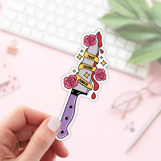 True Crime Junkie Stickers / Bookish Stickers / Book Lover Gift / Bookish Merch / Kindle Sticker / Smut Reader / Reading Lover / E-Reader