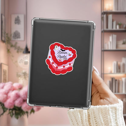 Horror Reader Cake Stickers / Bookish Stickers / Book Lover Gift / Bookish Merch / Kindle Sticker /  Reading Lover / E-Reader / Halloween
