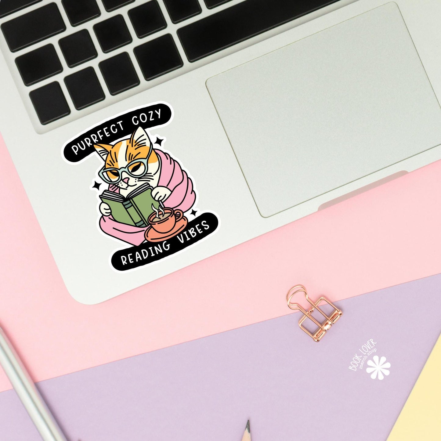 Purrfect Cozy Reading Vibes Stickers / Bookish Stickers / Book Lover Gift / Bookish Merch / Kindle Sticker / Smut Reader / Reading Lover