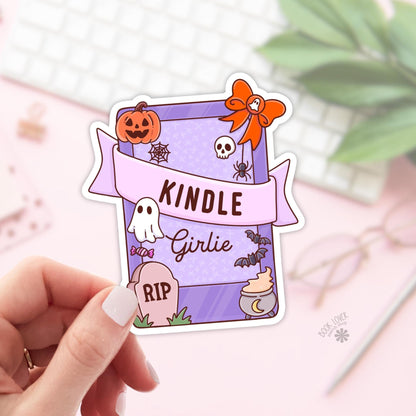 Halloween Kindle Girlie Stickers / Bookish Stickers / Book Lover Gift / Bookish Merch / Kindle Sticker / Reading Lover / E-Reader