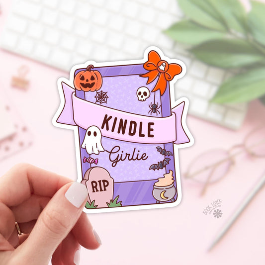 Halloween Kindle Girlie Stickers / Bookish Stickers / Book Lover Gift / Bookish Merch / Kindle Sticker / Reading Lover / E-Reader