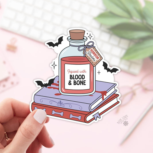 Bookish Potion Infused With Horror Stickers / Bookish Stickers / Book Lover Gift / Bookish Merch / Kindle Sticker / Thriller Reader Lover
