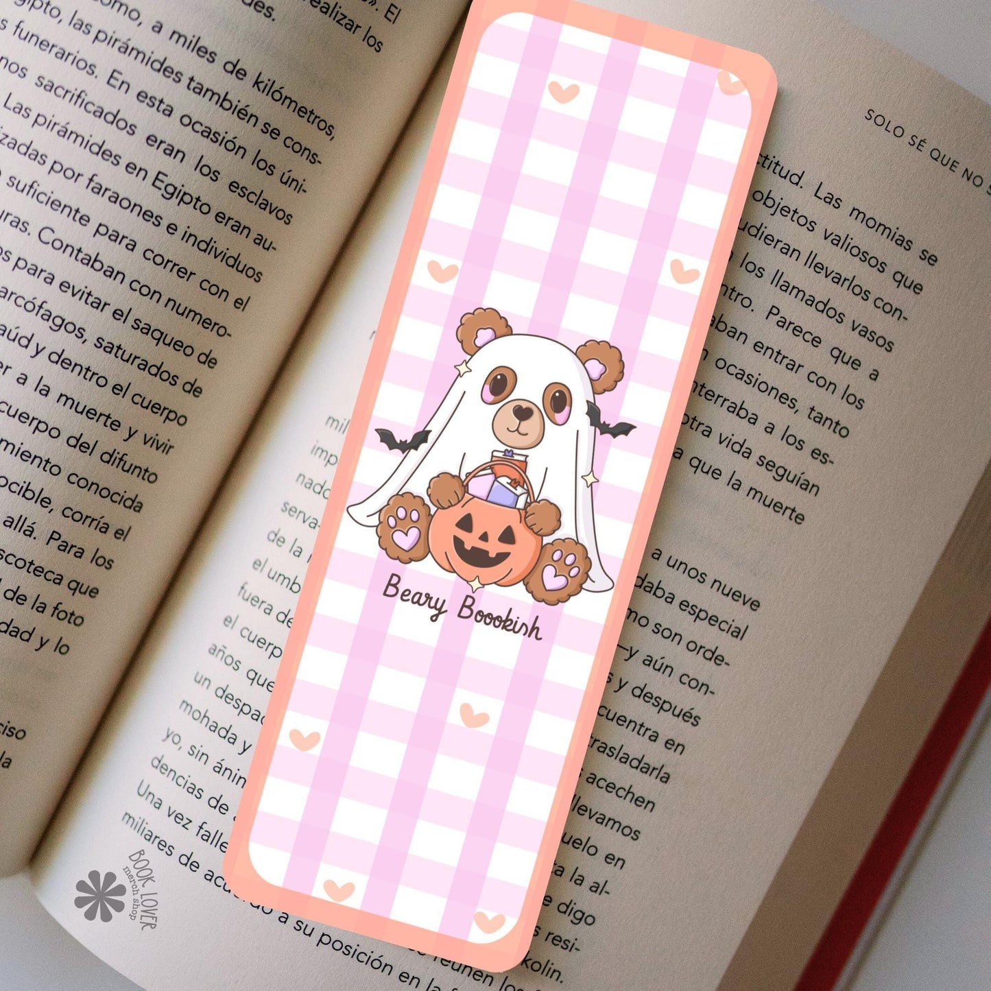 Beary Bookish Bookmark / Halloween Bookish Bookmark / Book Lover Gift / Bear Bookish Merch / Ghost Bookmark / Reading Lover
