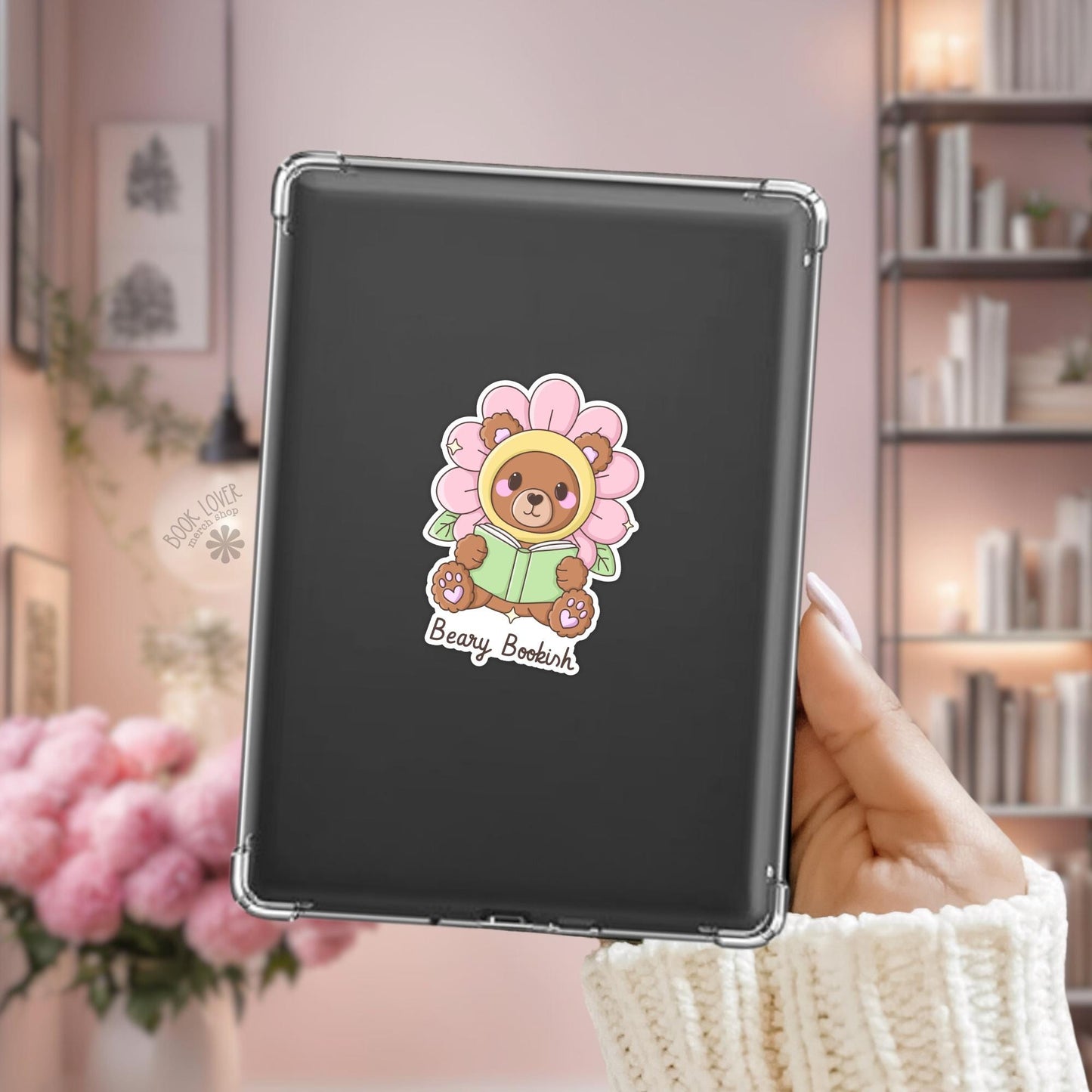 Spring Bookish Reading Bear Stickers / Bookish Stickers / Book Lover Gift / Bookish Merch / Kindle Sticker / Reading Lover / E-Reader
