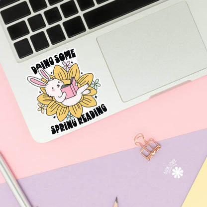Doing Some Spring Reading Stickers / Bookish Stickers / Book Lover Gift / Bookish Merch / Kindle Sticker / Bunny Reader / Reading Lover