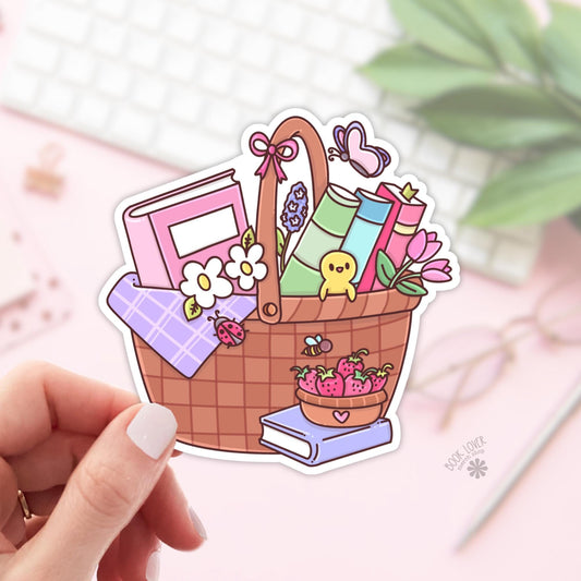Spring Basket Stickers / Bookish Stickers / Book Lover Gift / Bookish Merch / Kindle Sticker / Smut Reader / Reading Lover / E-Reader
