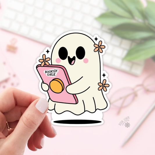 Halloween Bookish Girlie Ghost Stickers / Bookish Stickers / Book Lover Gift / Bookish Merch / Kindle Sticker / Smut Reader / Reading Lover