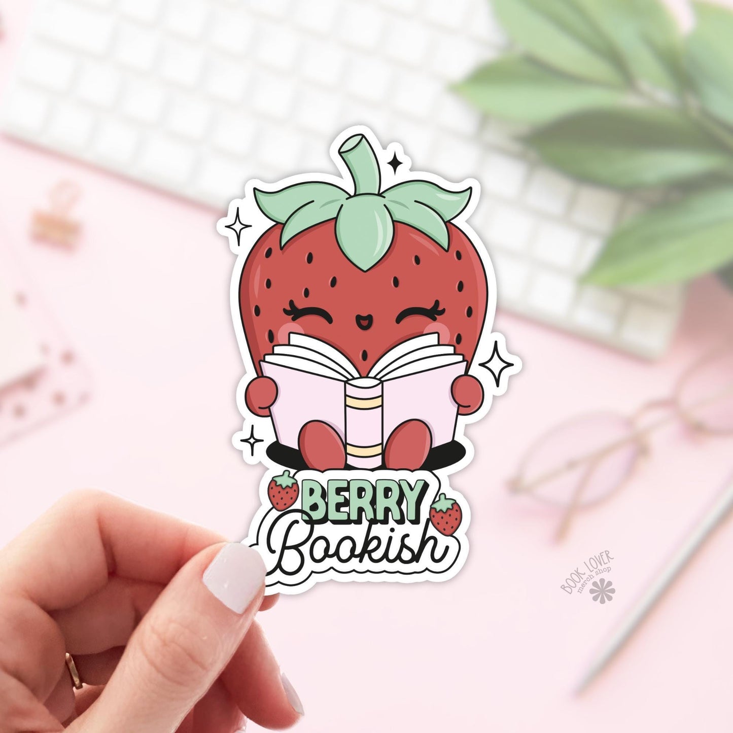 Berry Bookish Strawberry Stickers / Bookish Stickers / Book Lover Gift / Bookish Merch / Kindle Sticker / Smut Reader / Reading Lover