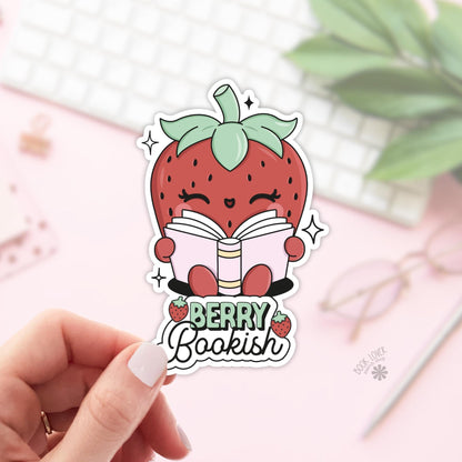 Berry Bookish Strawberry Stickers / Bookish Stickers / Book Lover Gift / Bookish Merch / Kindle Sticker / Smut Reader / Reading Lover