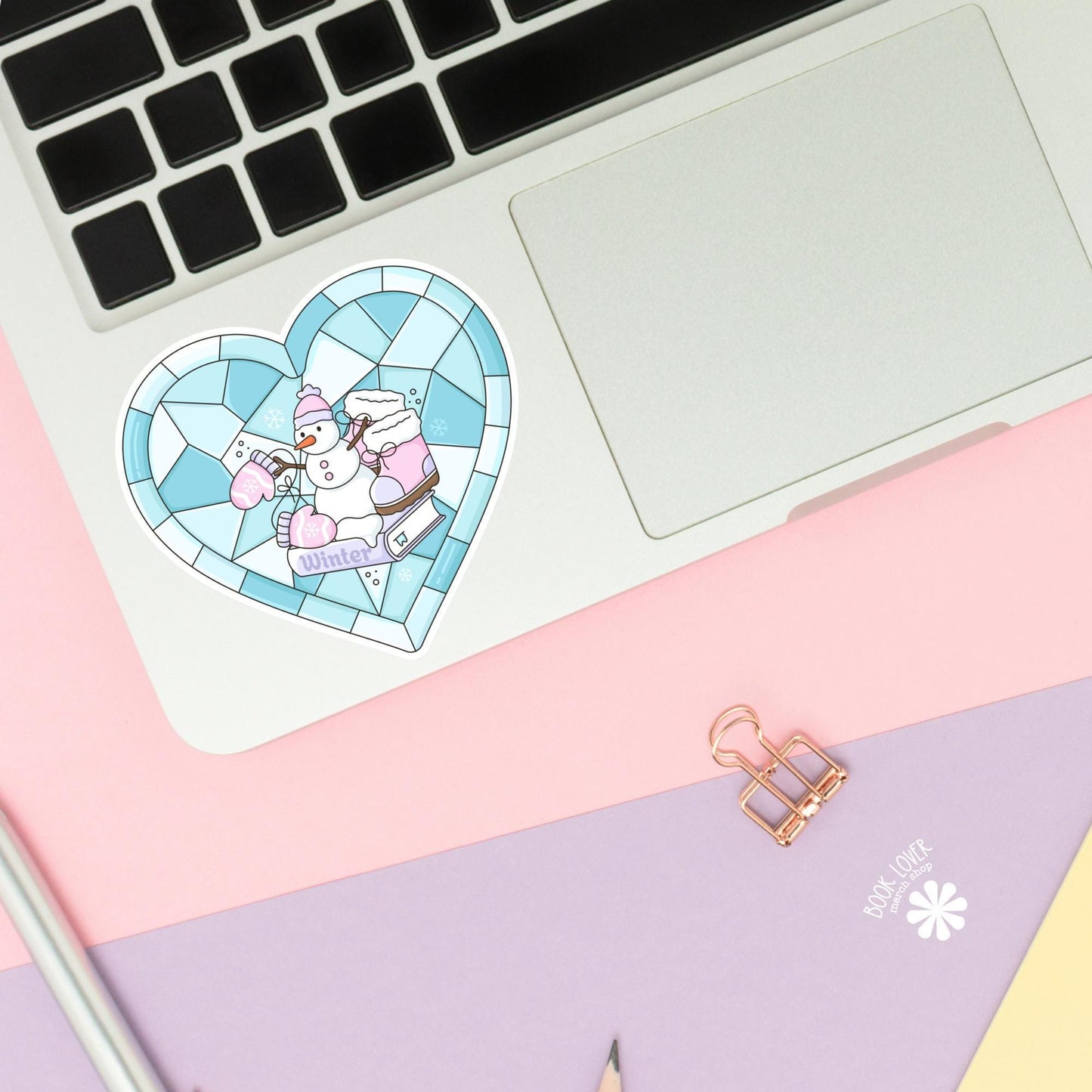 Winter Stained Glass Heart Stickers / Bookish Stickers / Book Lover Gift / Bookish Merch / Kindle Sticker / Smut Reader / Reading Lover