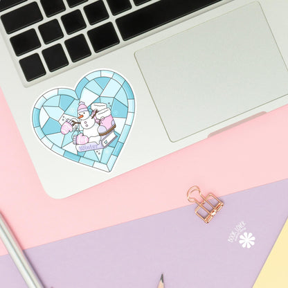 Winter Stained Glass Heart Stickers / Bookish Stickers / Book Lover Gift / Bookish Merch / Kindle Sticker / Smut Reader / Reading Lover