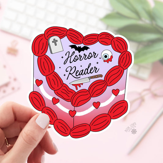 Horror Reader Cake Stickers / Bookish Stickers / Book Lover Gift / Bookish Merch / Kindle Sticker /  Reading Lover / E-Reader / Halloween
