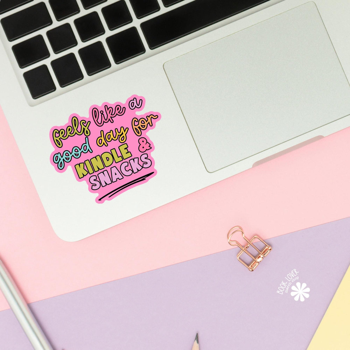 Reading Snacks sticker close up, matte finish, book lover vinyl decal