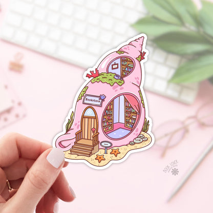 Summer Bookstore Stickers / Whimsical Seashell Bookish Stickers / Book Lover Gift / Bookish Merch / Kindle Sticker / Reading Lover