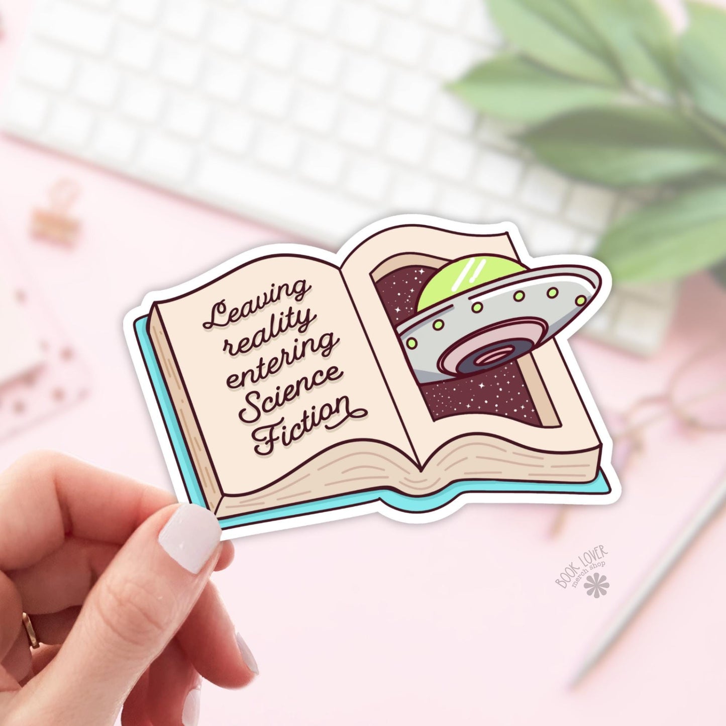 Leaving Reality Entering Sci-Fi Stickers / Bookish Stickers / Book Lover Gift / Bookish Merch / Kindle Sticker / Sci-Fi Reader