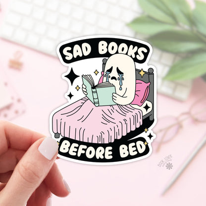 Sad Books Before Bed Stickers / Bookish Stickers / Book Lover Gift / Bookish Merch / Kindle Sticker / Smut Reader / Reading Lover / E-Reader
