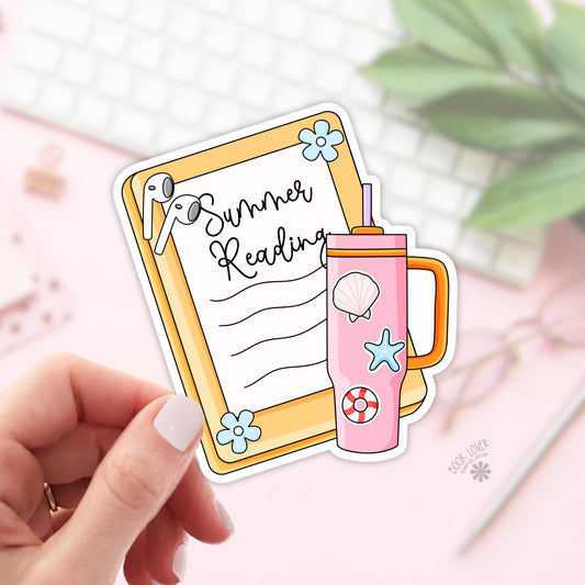 Summer Reading Stickers / Bookish Stickers / Book Lover Gift / Bookish Merch / Kindle Sticker / Beach Reader / Reading Lover / E-Reader