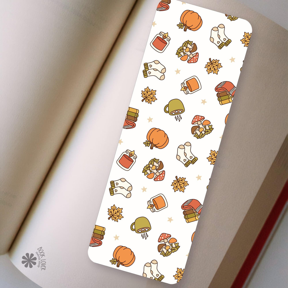 Autumn Candle Leaves bookmark, double sided, view 2