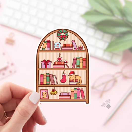 Christmas Bookshelf Stickers / Bookish Stickers / Book Lover Gift / Bookish Merch / Kindle Sticker / Smut Reader / Reading Lover / E-Reader