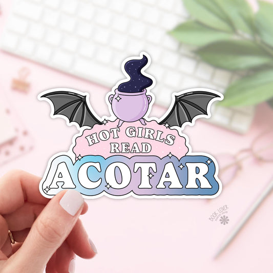 Hot Girls Read Acotar Stickers / Bookish Stickers / Book Lover Gift / Bookish Merch / Kindle Sticker / Acotar Reader / Reading Lover