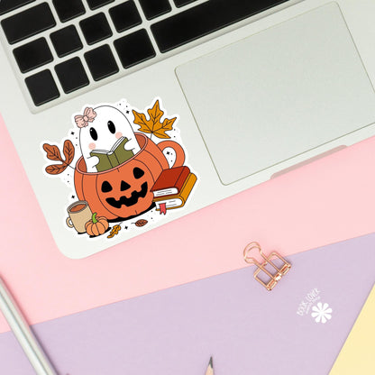 Cute Ghost Reading Stickers / Halloween Bookish Stickers / Book Lover Gift / Bookish Merch / Kindle Sticker / Reading Lover / E-Reader