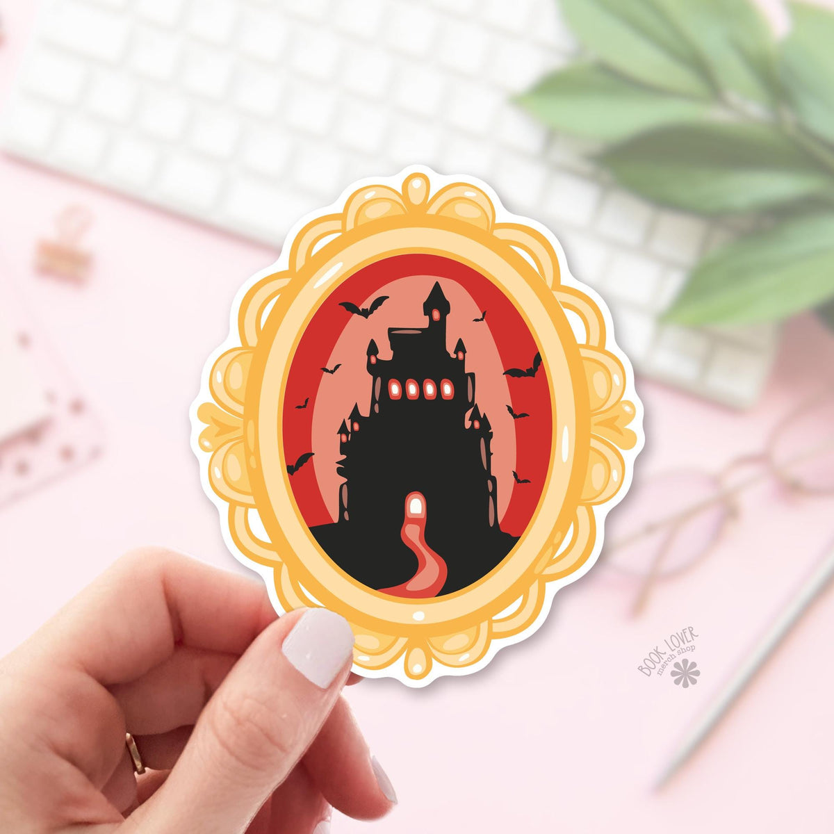 Vampire Castle bookish sticker, vinyl die cut, halloween reader gift