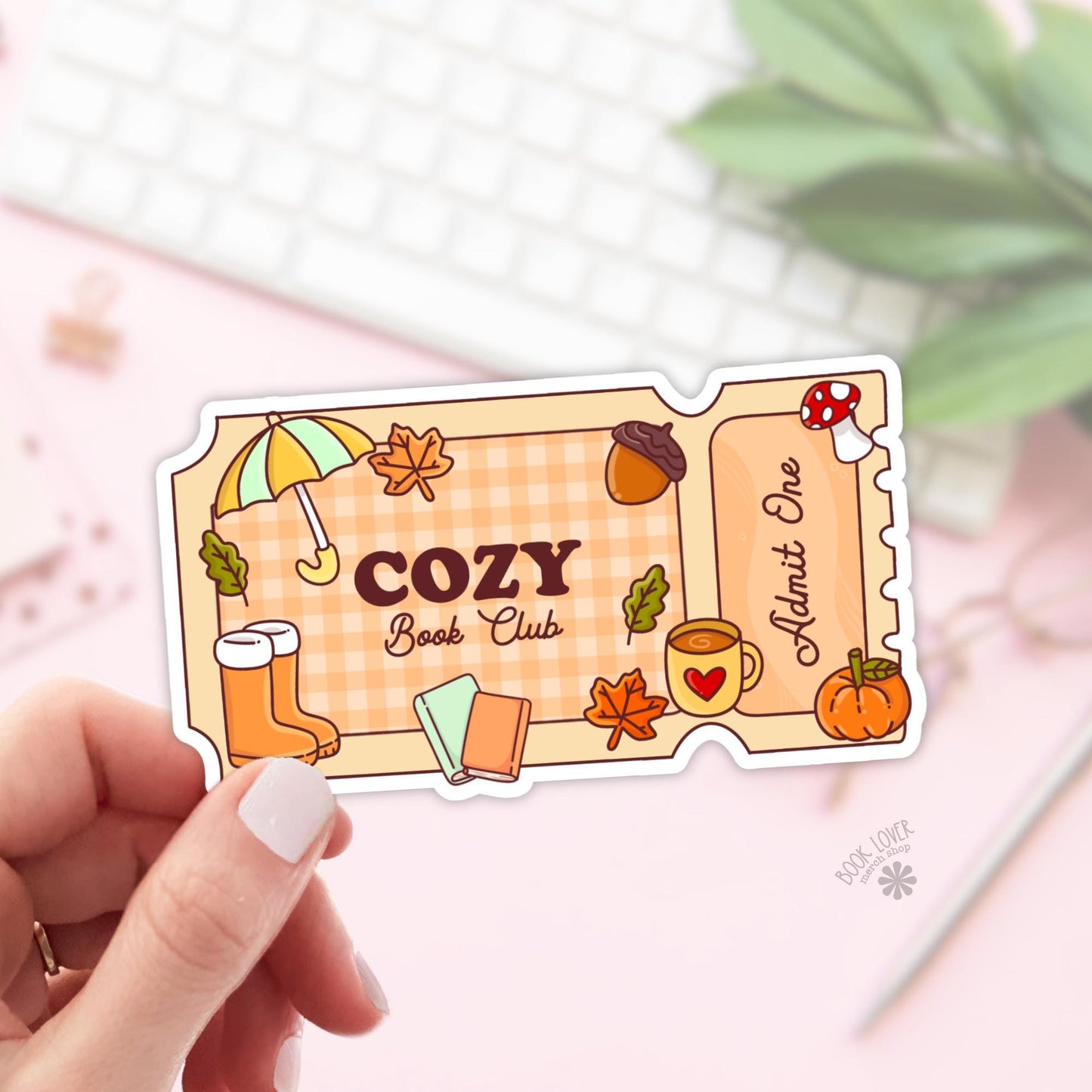 Cozy Book Club Admit One Ticket Stickers / Bookish Stickers / Book Lover Gift / Bookish Merch / Kindle Sticker / Fall / Reading Lover