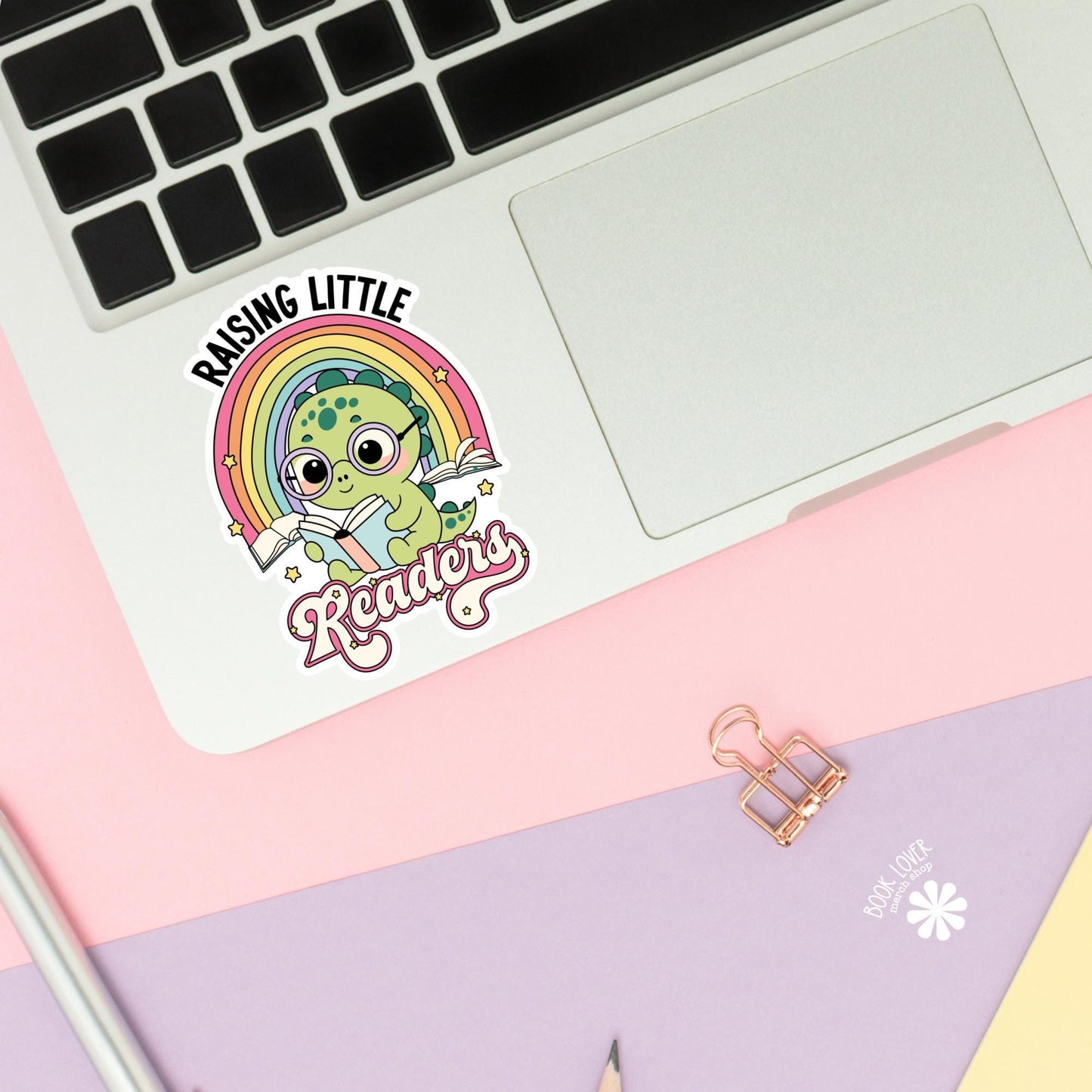 Raising Little Readers Sticker / Bookish Stickers / Book Lover Gift / Bookish Merch / Kindle Sticker / Dragon Reader / Reading Lover