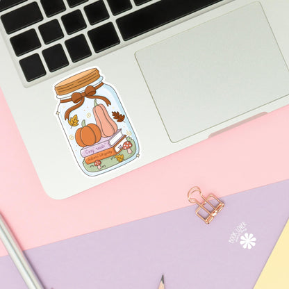 Bookish Fall Jar Stickers / Autumn Bookish Stickers / Book Lover Gift / Bookish Merch / Kindle Sticker / Cozy Reader / Reading Lover