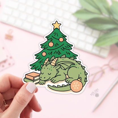 Christmas Dragon Stickers / Bookish Stickers / Book Lover Gift / Bookish Merch / Kindle Sticker / Fantasy  Reader / Reading Lover / E-Reader
