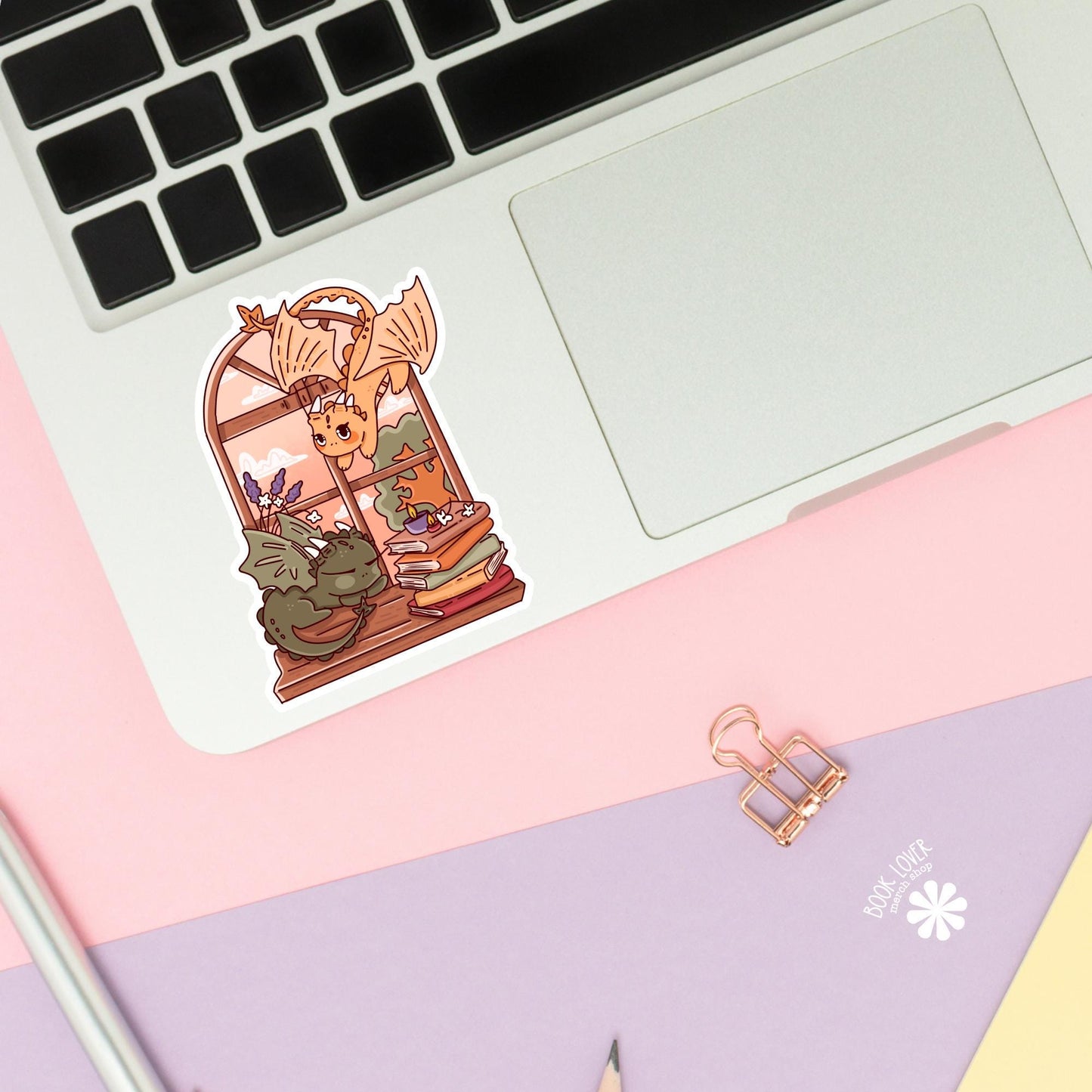 Bookish Dragon Window Stickers / Bookish Stickers / Book Lover Gift / Bookish Merch / Kindle Sticker / Fantasy Reader / Reading Lover
