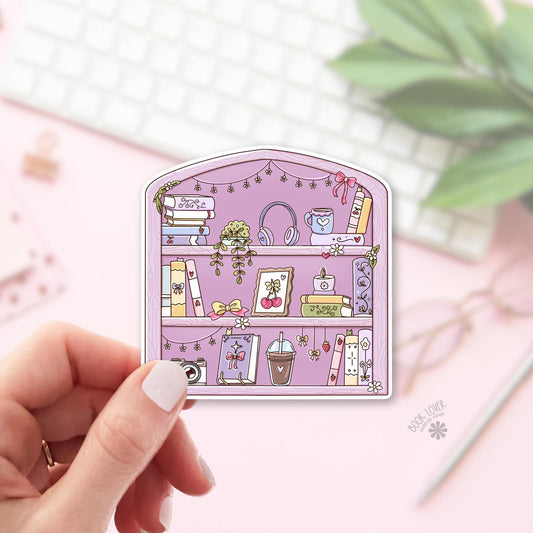 Pink Reading Nook bookish sticker, vinyl die cut, cozy reader gift