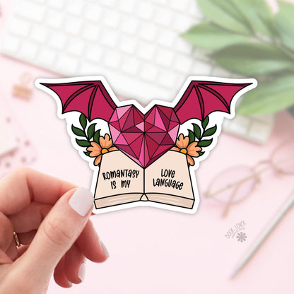Romantasy is my Love Language Stickers / Bookish Stickers / Book Lover Gift / Bookish Merch / Kindle Sticker / Smut Reader / Reading Lover