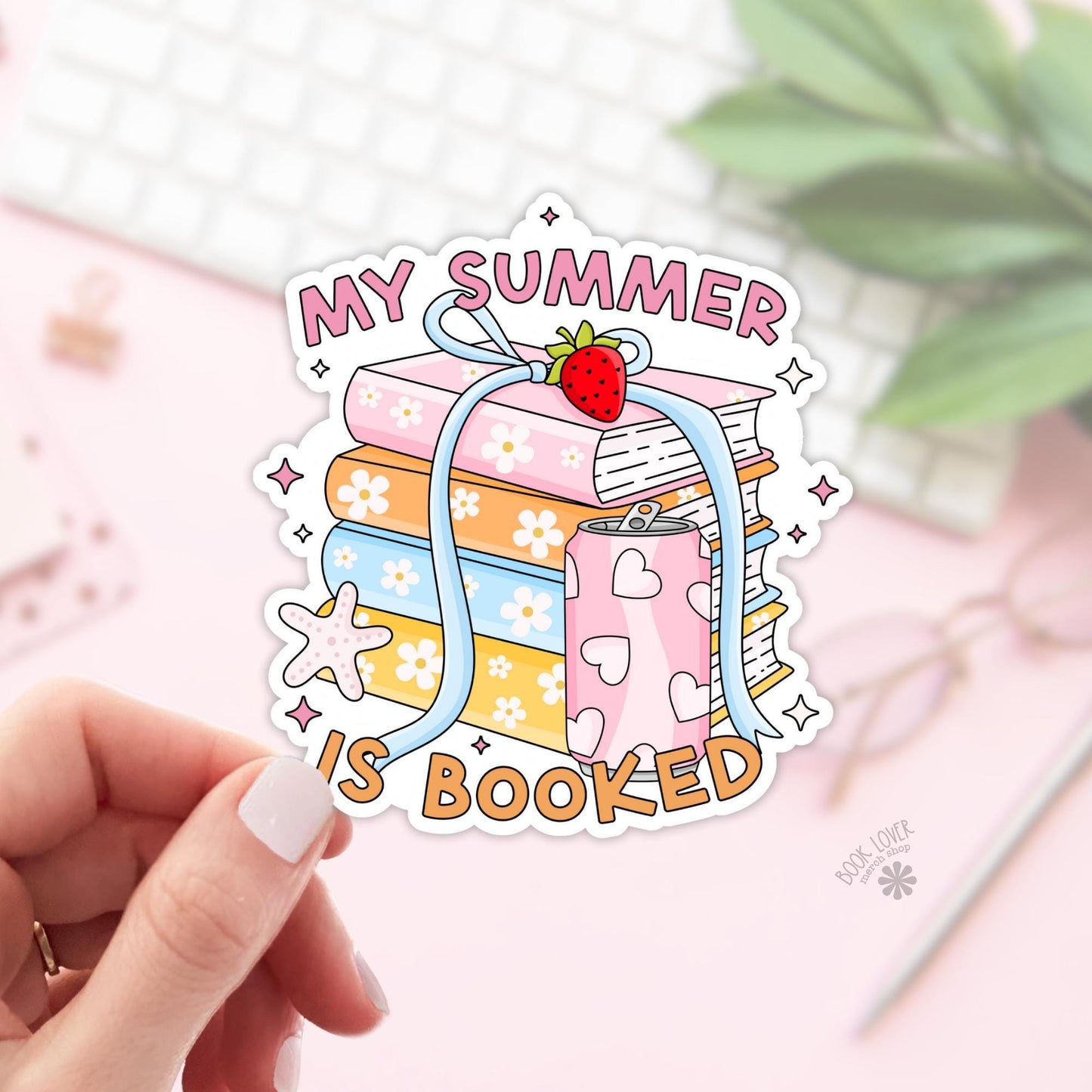 My Summer is Booked Stickers / Bookish Stickers / Book Lover Gift / Bookish Merch / Kindle Sticker / Vacation Reader / Reading Lover