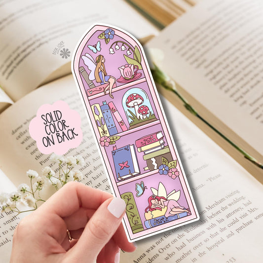Pink Fairy Tale Bookshelf Bookmark: Magical Bookish Reading Lover Gift