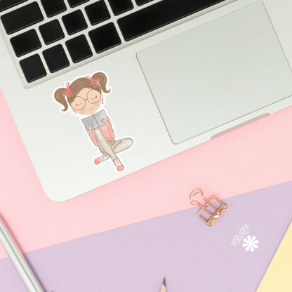 Girl Reading Book Sticker / Bookish Stickers / Book Lover Gift / Bookish Merch / Kindle Sticker / Smut Reader / Reading Lover / E-Reader