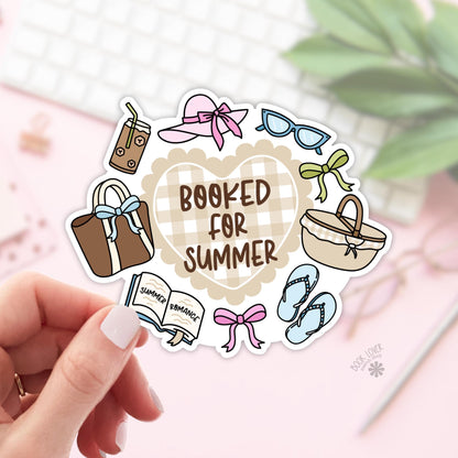 Booked for Summer Stickers / Bookish Stickers / Book Lover Gift / Bookish Merch / Kindle Sticker / Romance Reader / Beach Reading Lover