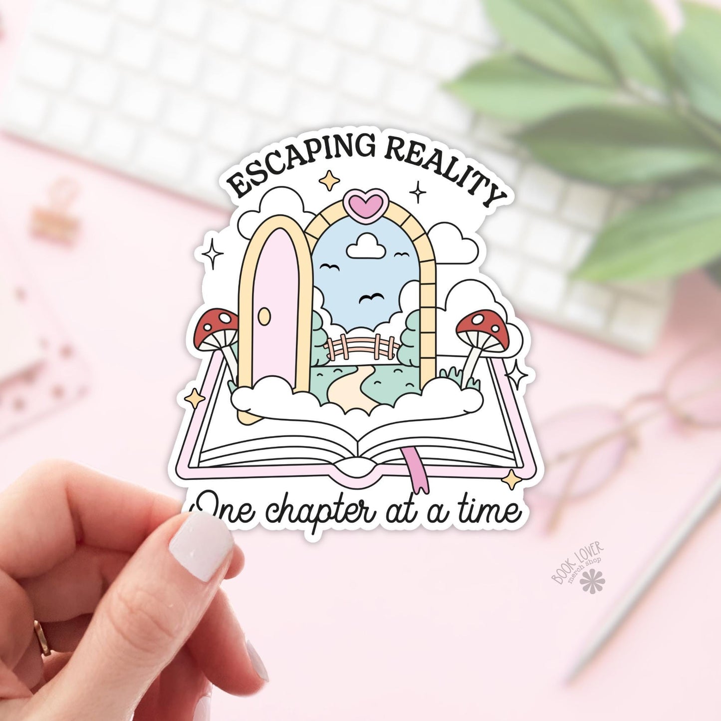 Escaping Reality One Chapter At A Time Stickers / Bookish Stickers / Book Lover / Bookish Merch / Kindle Sticker / Reading Lover / E-Reader