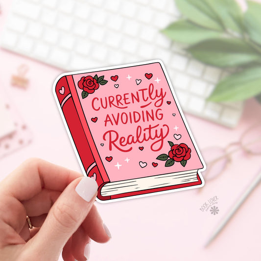 Currently Avoiding Reality Stickers / Bookish Stickers / Book Lover Gift / Bookish Merch / Kindle Sticker / Spicy Reader / Reading Lover
