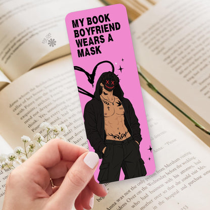 Masked Book Boyfriend bookmark, double sided page marker, dark romance gift