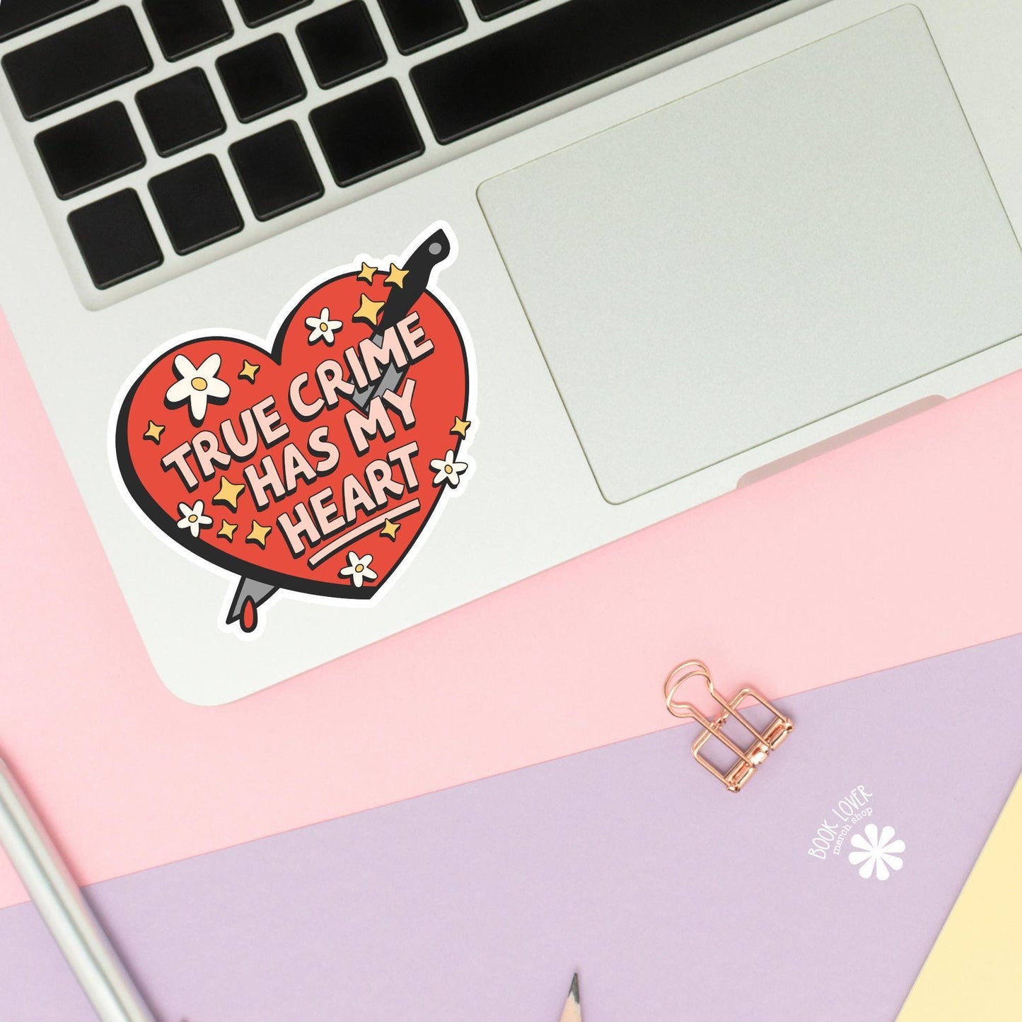 True Crime Has My Heart Stickers / Bookish Stickers / Book Lover Gift / Bookish Merch / Kindle Sticker / Smut Reader / Reading Lover