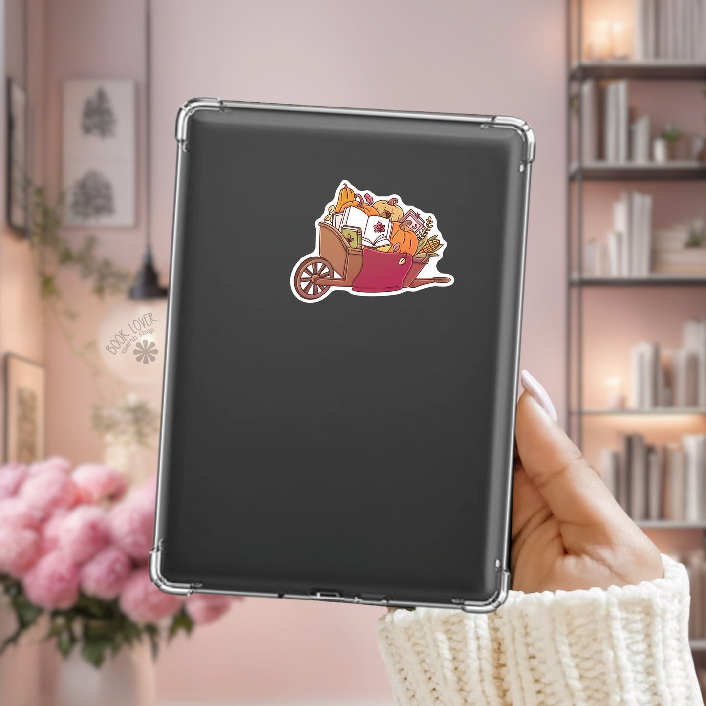 Fall Book Lover Sticker / Cute Cozy Autumn Pumpkin Reading